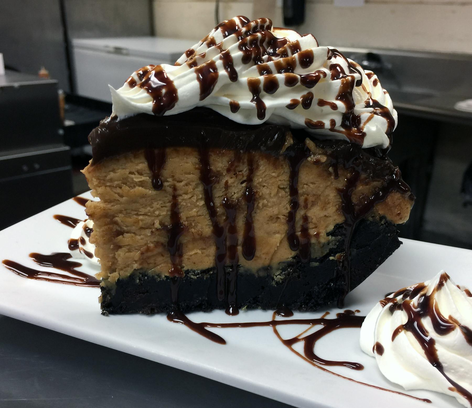 a piece of peanut butter pie on a plate